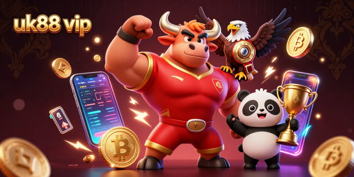 Win big with uk88 vip in a vibrant 3D casino scene featuring exciting game elements and characters.