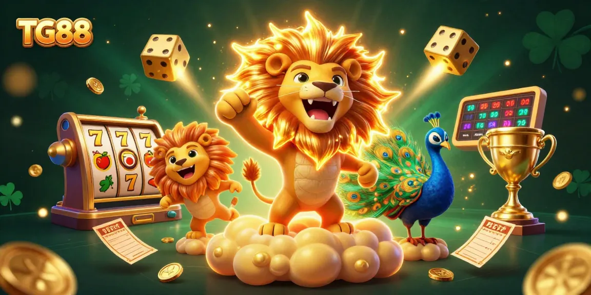 Experience thrilling wins with TG88's captivating 3D casino scene highlighting jackpots and slot reels.