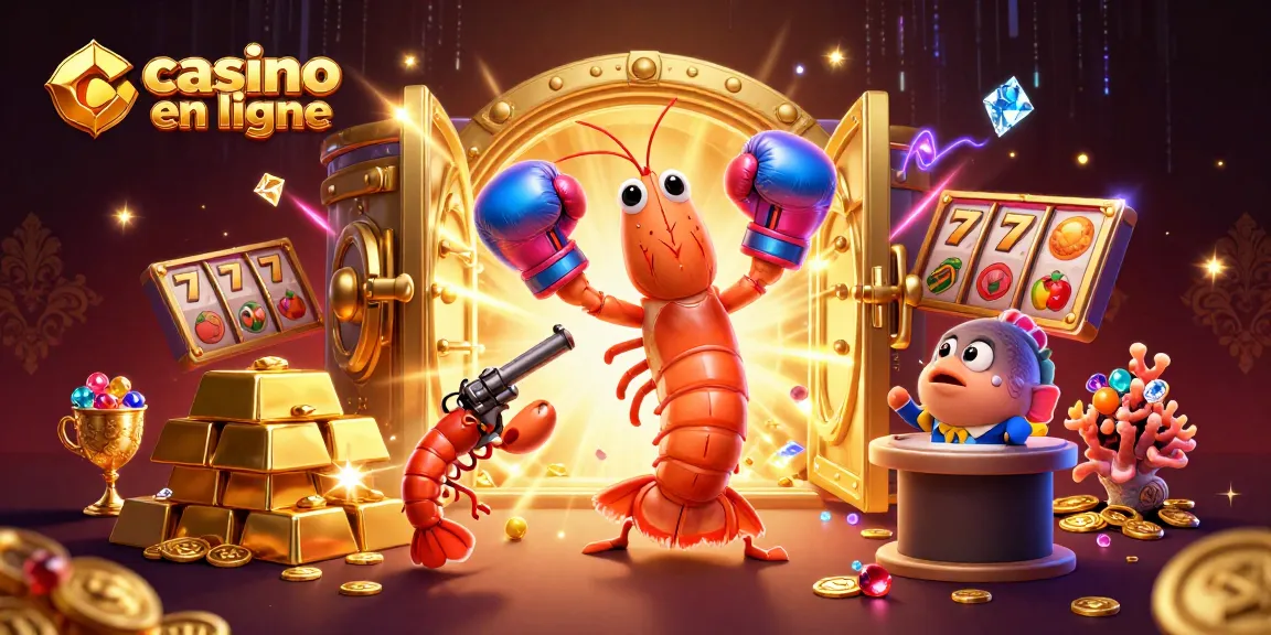 Participez à des jeux captivants de casino en ligne avec des astuces stratégiques symbolisées par des crevettes spectaculaires et des pièces d'or.