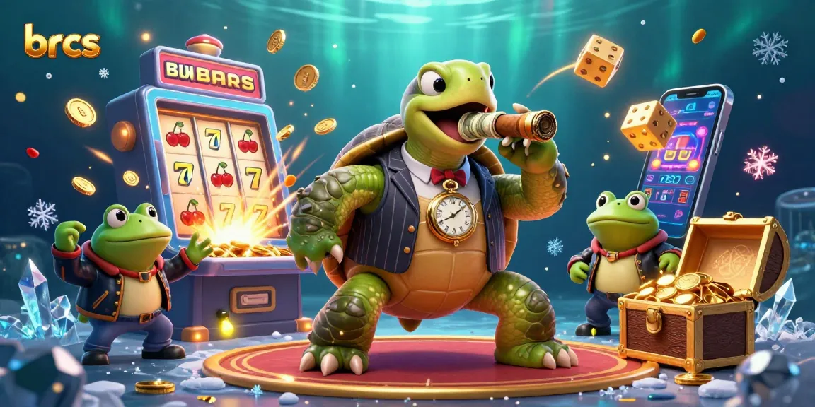 brcs showcases a vibrant casino scene with a snapping turtle mobster and bullfrog enforcers celebrating a jackpot.