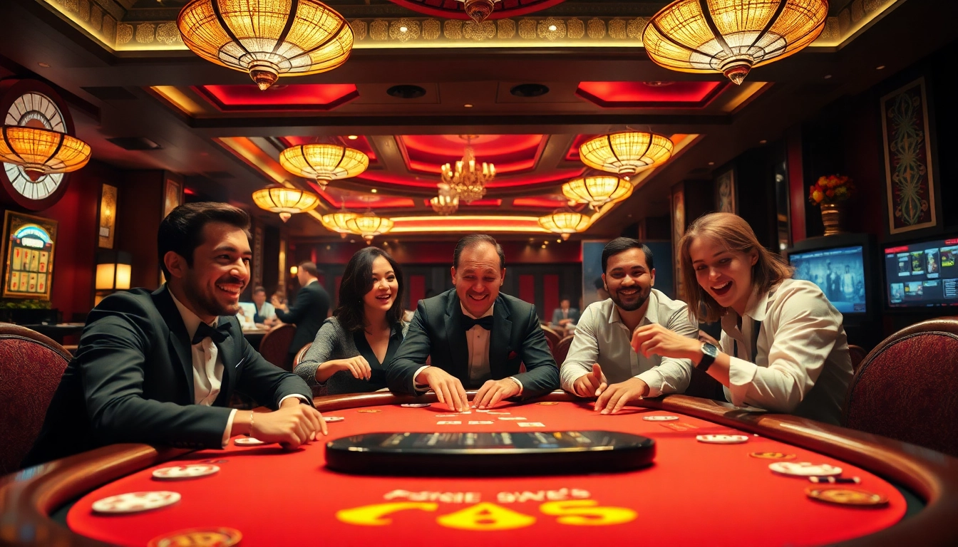 Experience thrilling Non gamstop Casino Uk action at a vibrant poker table with excited players.