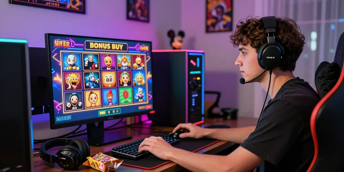 Engaged player enjoying Bonus Buy Slots at https://aboutderbyshire.co.uk with colorful gaming visuals and cozy atmosphere.