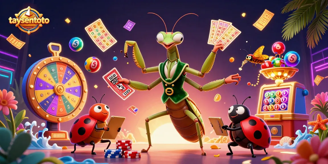 TAYSENTOTO memudahkan pemain dengan akses login cepat dan aman, dikelilingi bola lotere warna-warni dan elemen kasino menarik lainnya.