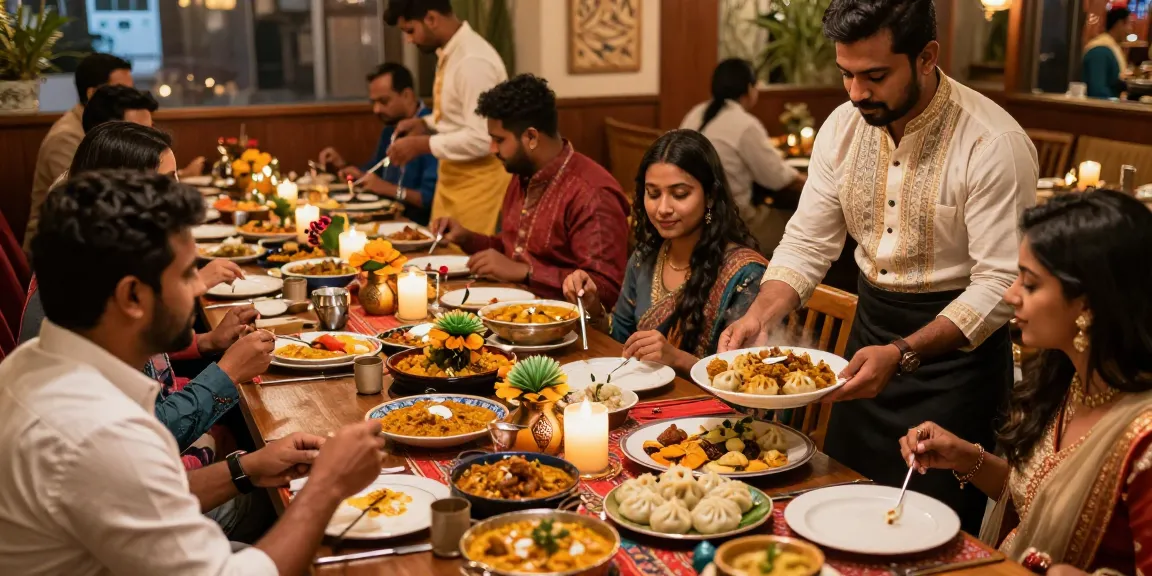 ROKOK88 restaurant scene showcasing vibrant Indian curry and Nepalese momo dishes.