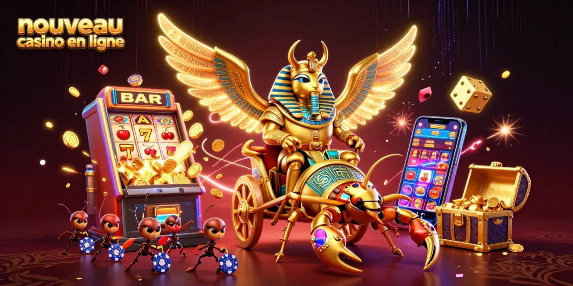 Gagnez au nouveau casino en ligne avec cette scène riche en actions de jeux et de gains.