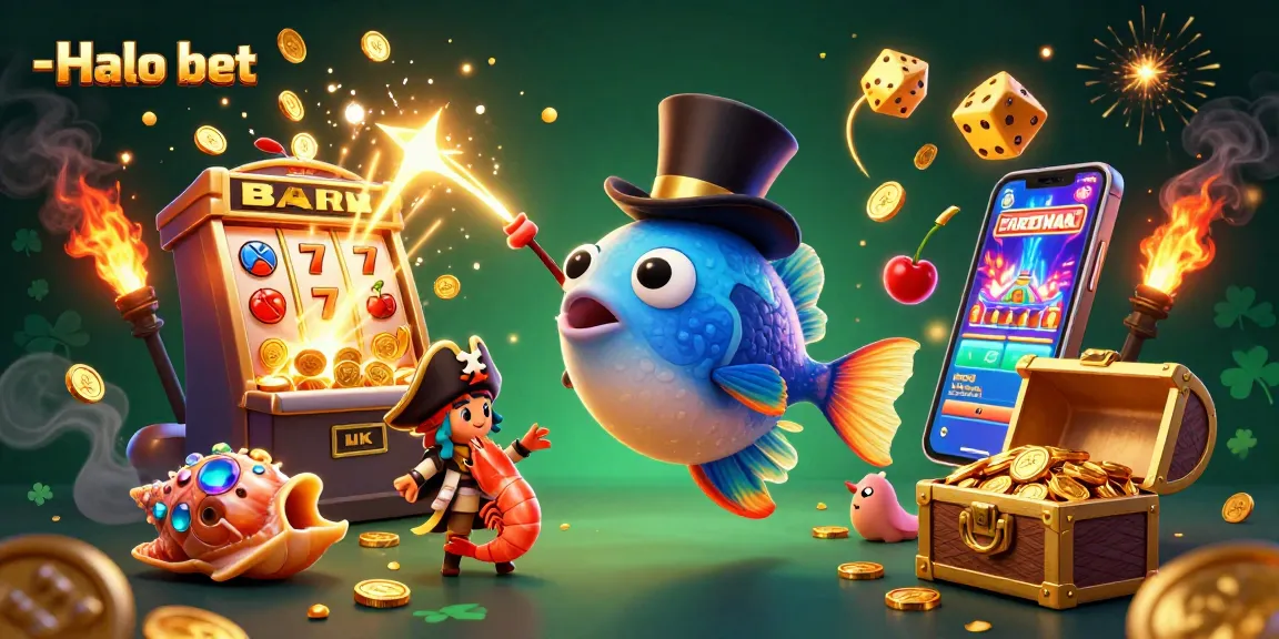 Menangkan permainan di Halo bet dengan ilustrasi 3D menarik yang menampilkan karakter laut dan elemen kasino.