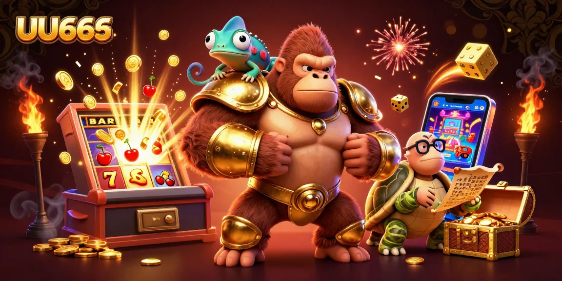 Engage in thrilling gameplay with UU666's dynamic casino action featuring a gorilla king and lucky treasure elements.