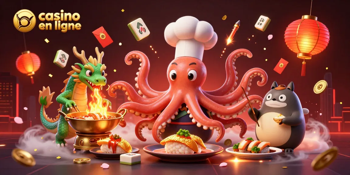 Plongez dans l'univers du casino en ligne avec des personnages captivants et des éléments festifs.