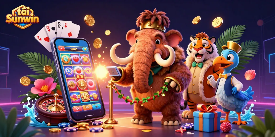 Experience thrilling gaming with tải Sunwin featuring a vibrant casino scene with dynamic characters and elements.