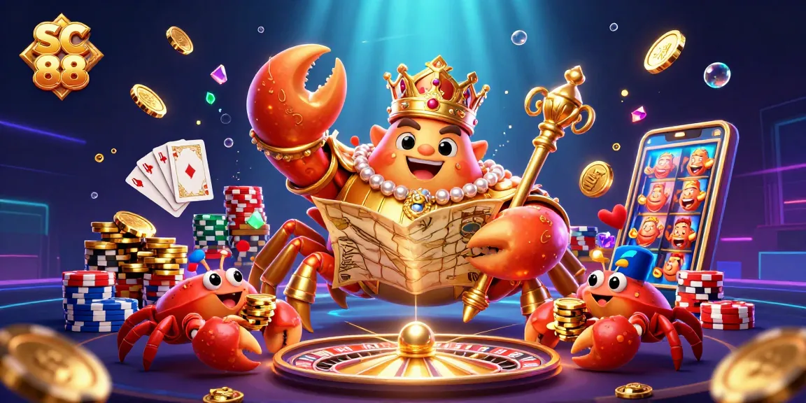 Catch winning rewards at SC 88 with a vibrant and dynamic casino-themed illustration.