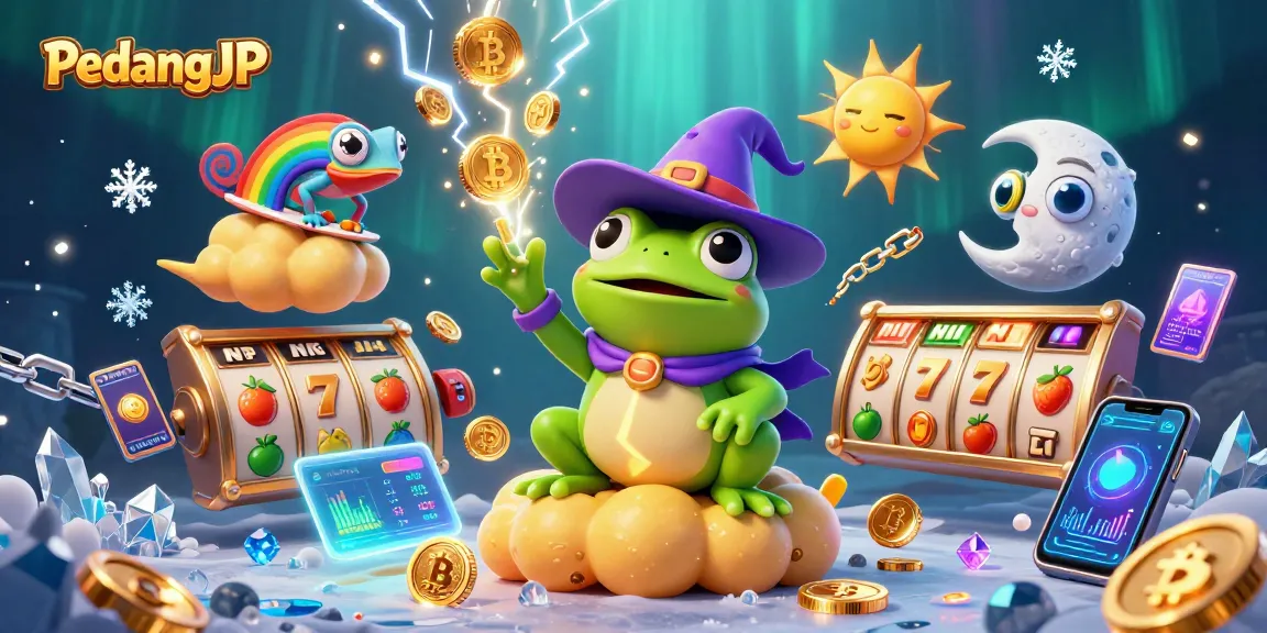 Menangkan jackpot di PedangJP dengan gambar wizard katak dan chameleon yang memperlihatkan suasana kasino yang penuh keceriaan.