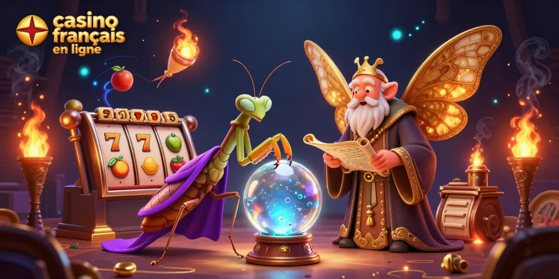 Revivez l'expérience de jeu avec casino français en ligne à travers notre illustration dynamique d'un mandataire mystique et d'un libraire ancien.