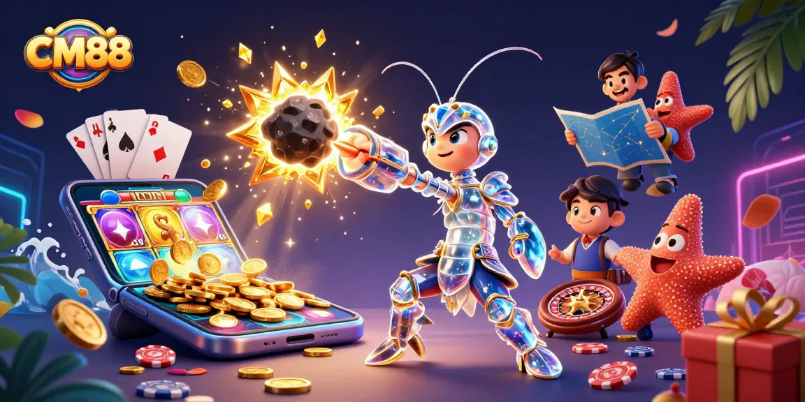 Engage with CM88's thrilling gaming universe featuring colorful slot games and dynamic characters.