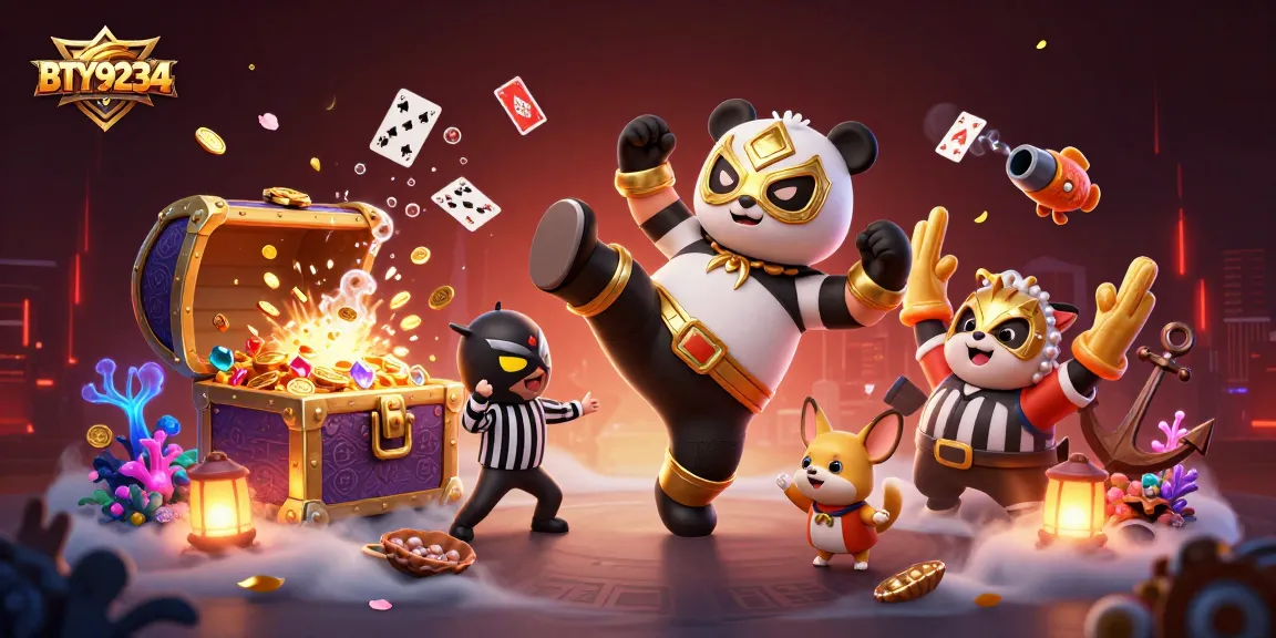 Experience thrilling action with BTY9234 as a panda wrestler competes in a vibrant casino scene.