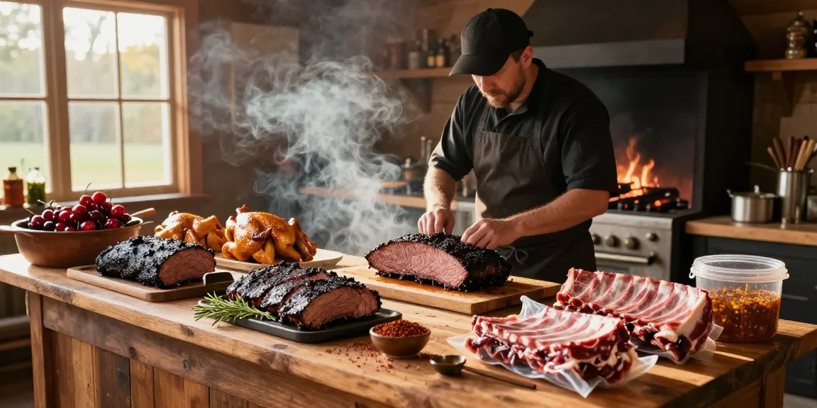 rokok88 premium smoked meats and grilling techniques in a rustic kitchen