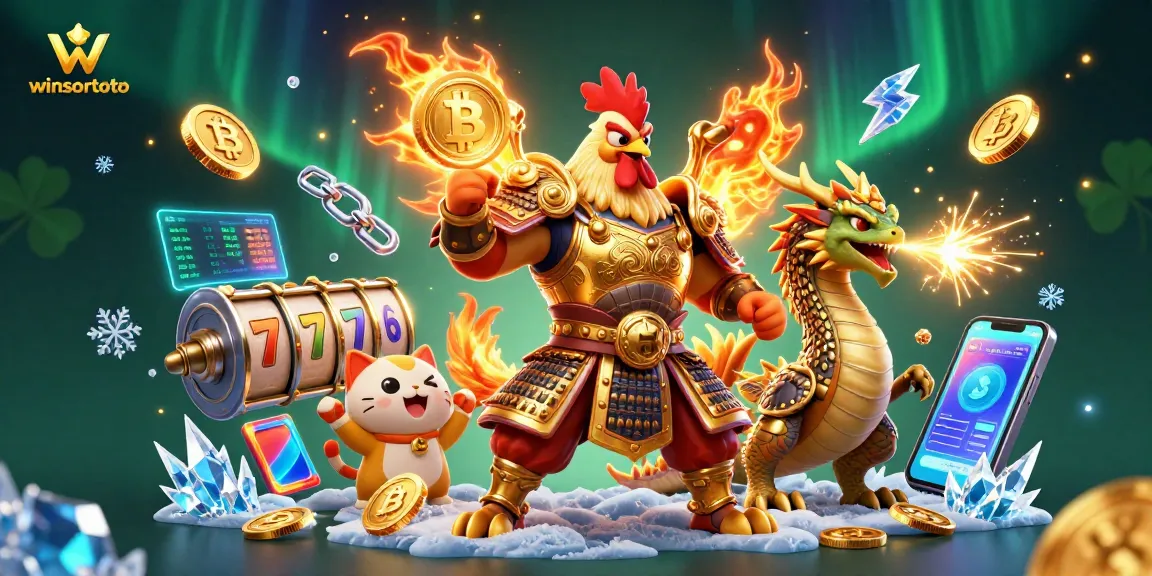Menang dengan winsortoto, ayam tempur dan naga di kasino crypto 3D.