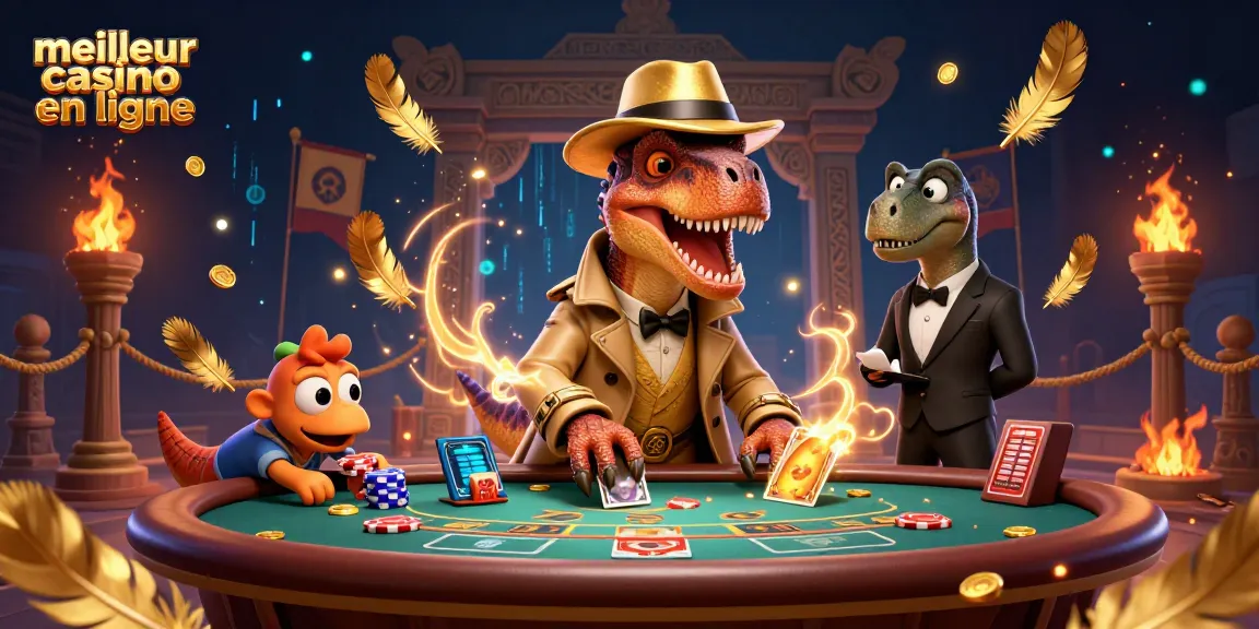Découvrez les animations aux meilleurs casinos en ligne avec des dinosaures joueurs dans un cadre vibrant.