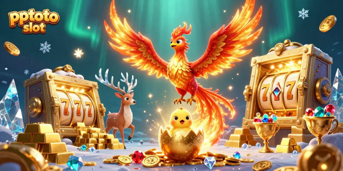 Prowess in pptoto slot gameplay showcased by an enchanting phoenix illustration with gold treasures.