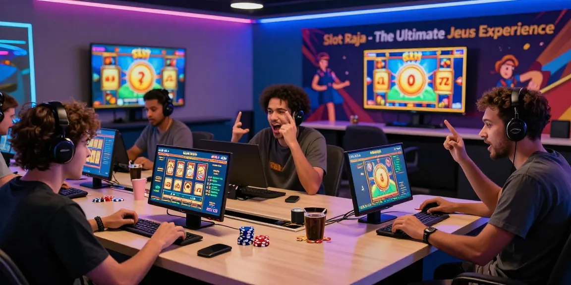 A diverse group of players enjoying slot raja gaming sessions with Zeus-themed games in a vibrant virtual lounge.