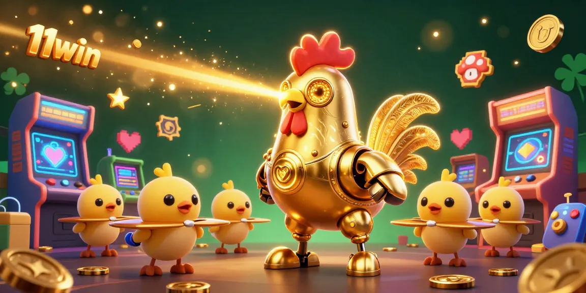 Engage with 11win's dynamic casino gaming experience featuring a golden rooster laser engraving game.