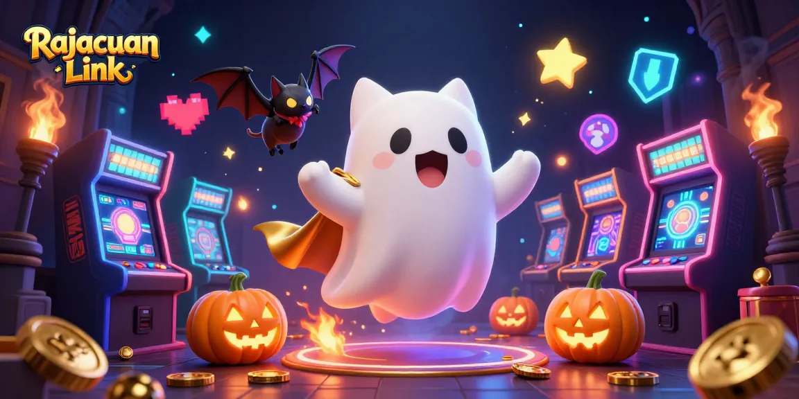 Permainan slot Rajacuan Link membawa pengalaman judi penuh warna dengan kucing hantu dan simbol keberuntungan.