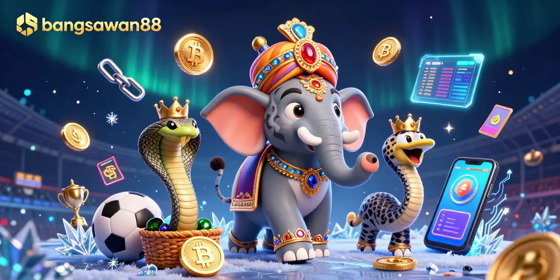 Bets on bangsawan88 as a cartoon maharaja tiger and elephant represent sports excitement.