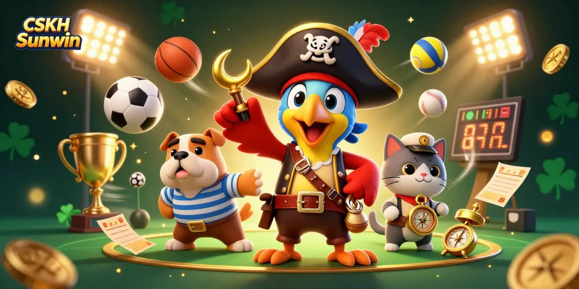 Engage with CSKH Sunwin's thrilling betting scene featuring dynamic sports elements and colorful characters.