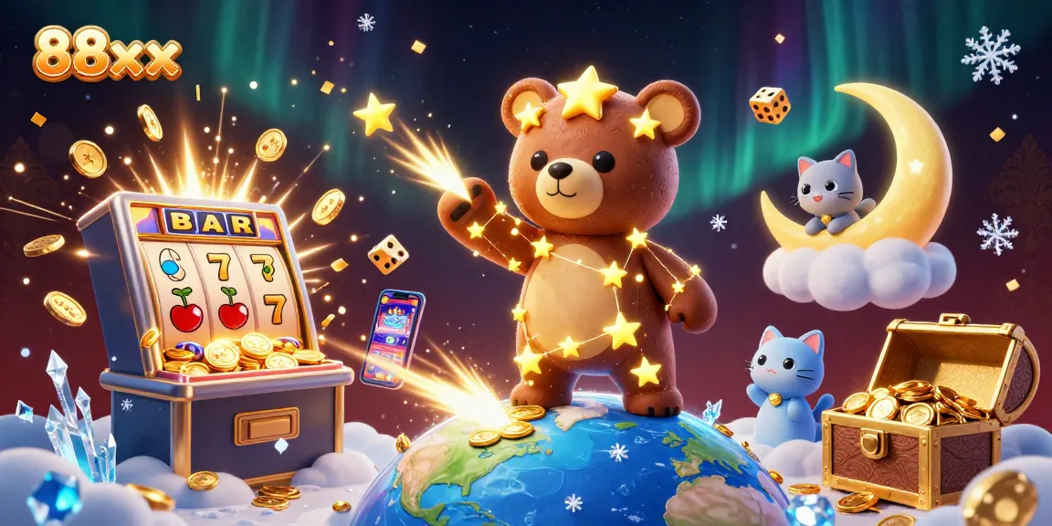 Experience the excitement of 88xx with a vibrant casino scene featuring characters and rewards.