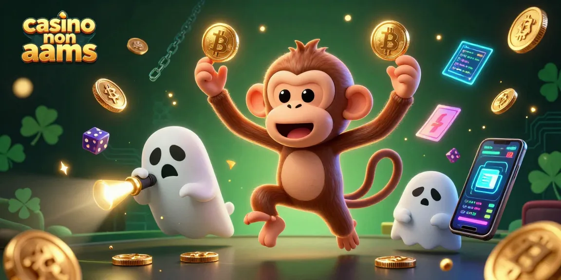 Giocatori nei casino non AAMS che interagiscono con monete e simboli di criptovalute in un'atmosfera vivace.