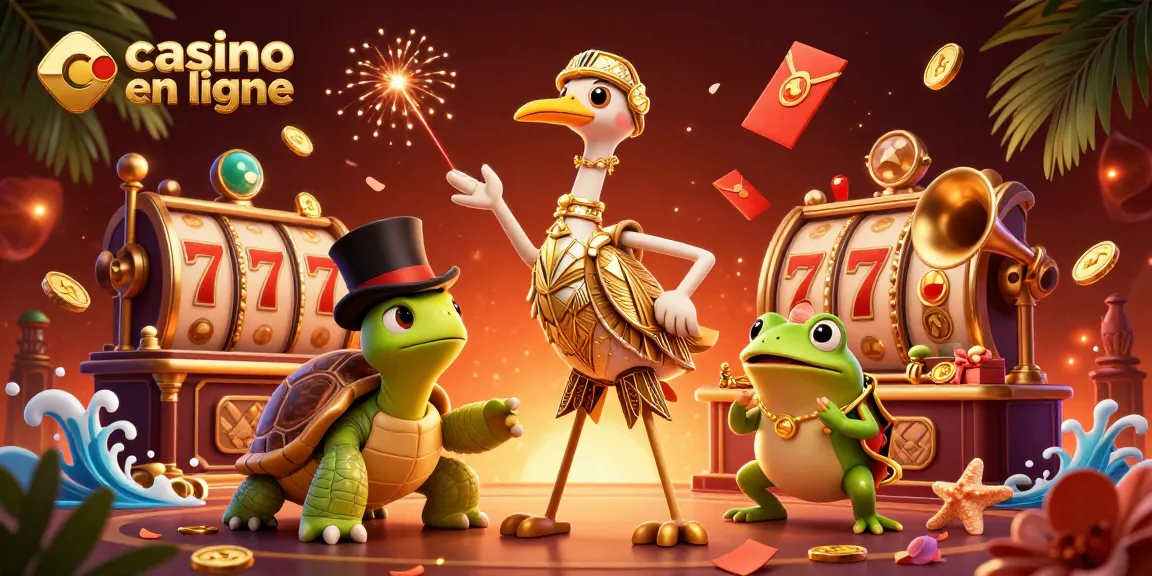 Pariez au casino en ligne avec cette scène festive pleine de jeux et de chance.