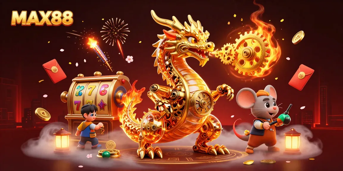 Engage in thrilling gameplay at MAX88 with a dazzling array of slot reels and dragon-themed excitement.