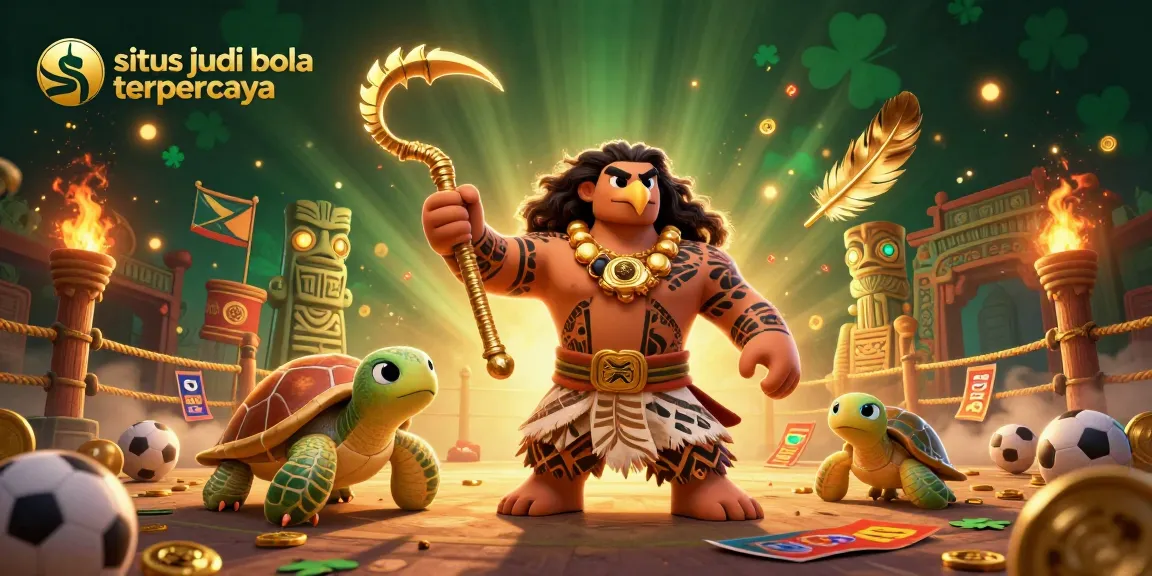 Bet on thrilling matches with situs judi bola terpercaya, showcasing colorful sports elements and engaging characters.