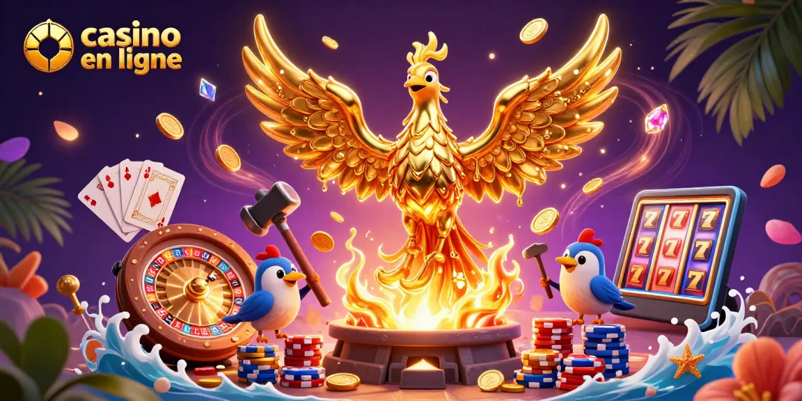 Plonger dans l'univers du casino en ligne avec un phénix doré et des jetons captivants