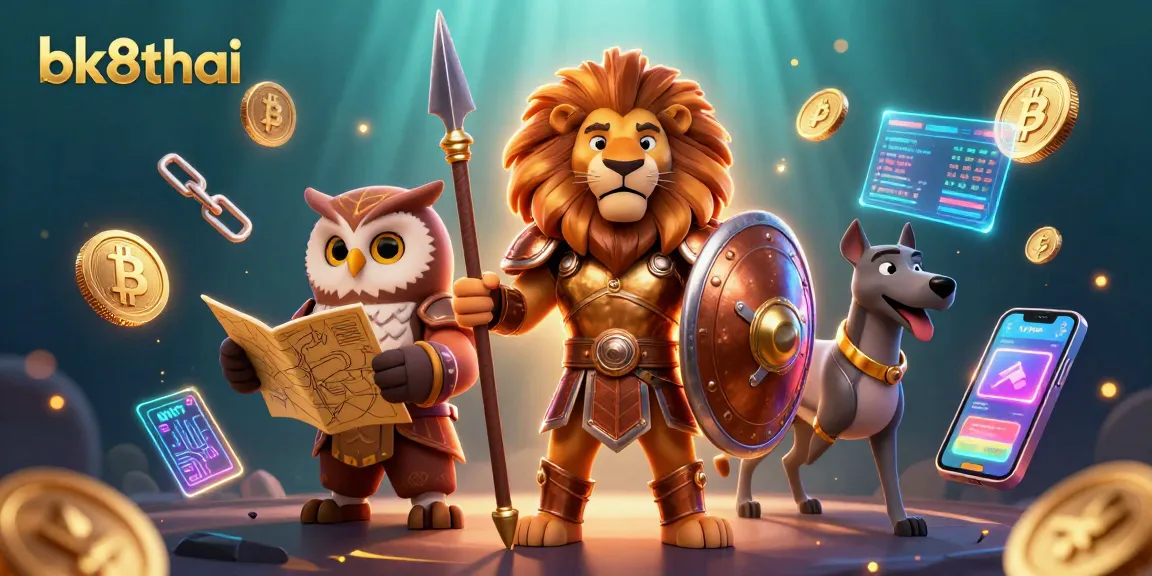 Experience the thrill of bk8thai with 3D characters and vibrant casino elements in a magical scene.