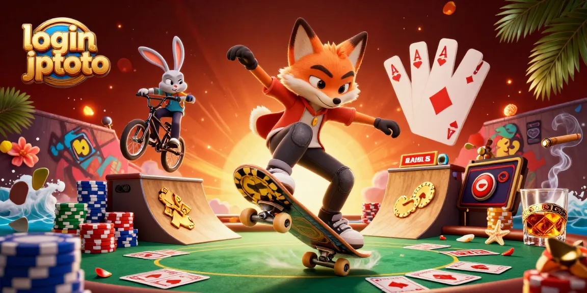 Login jptoto untuk merayakan kemenangan dengan kartu poker dan keripik emas di tengah suasana ceria.