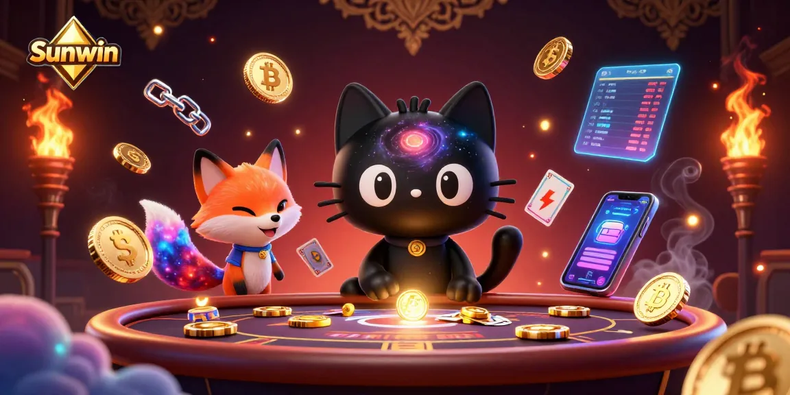 Experience Sunwin's immersive gaming world with a cosmic casino scene filled with vibrant action and engaging elements.