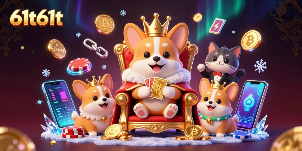 Experience thrilling gaming moments with 61t61t's vibrant 3D illustration of a royal corgi in a dazzling casino