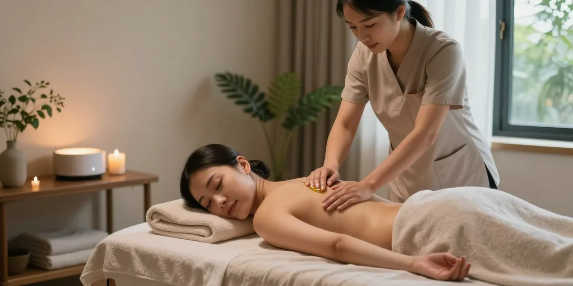 강남스웨디시 마사지 중인 여성의 편안한 모습과 아늑한 스파 환경
