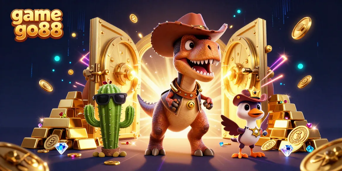 Experience the thrill of game go88 with vibrant cartoon characters amidst dazzling casino riches.