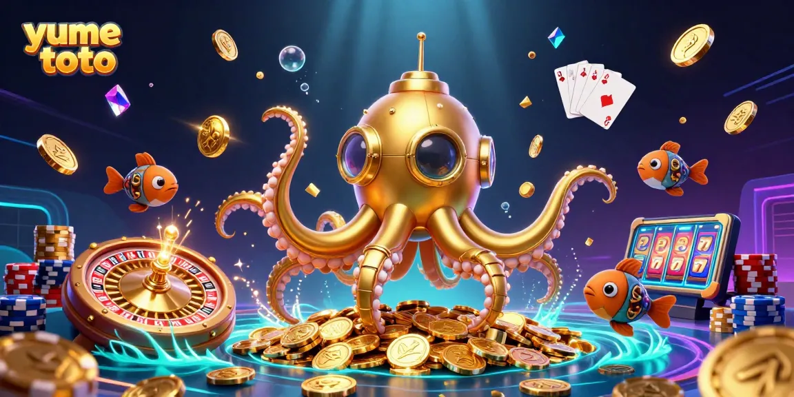Permainan slot yume toto yang menyenangkan dengan cetakan 3D karakter kraken emas.