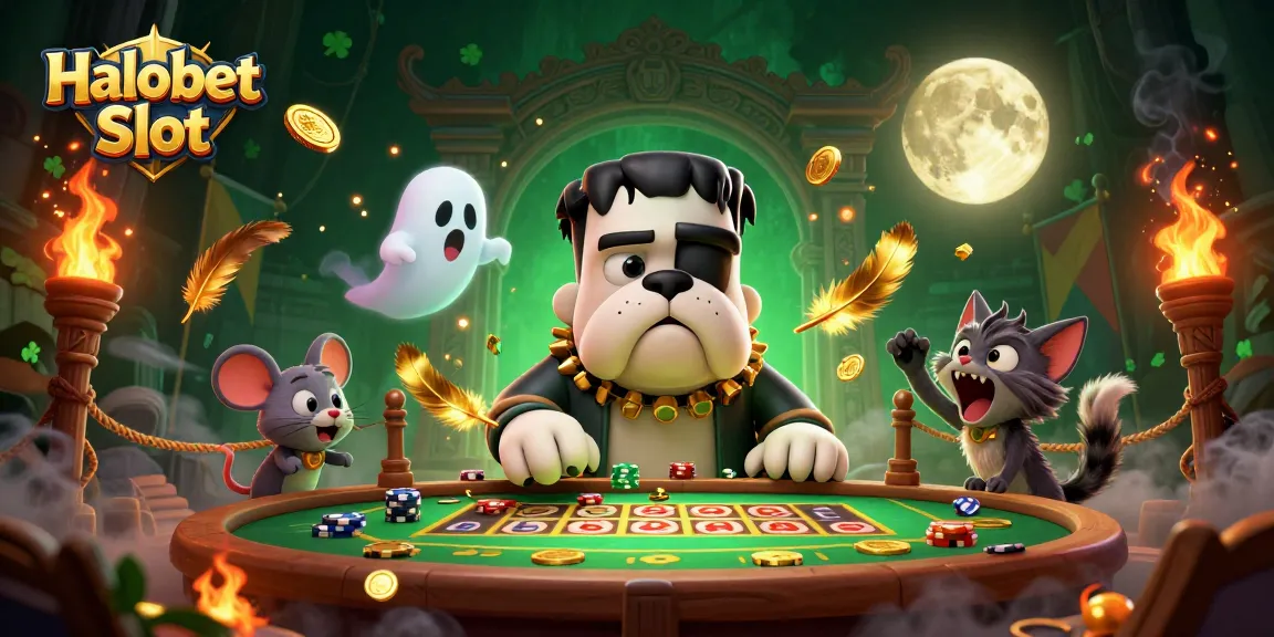 Menangkan jackpot di Halobet Slot dengan gambar karakter kasino yang menarik dan berwarna-warni.