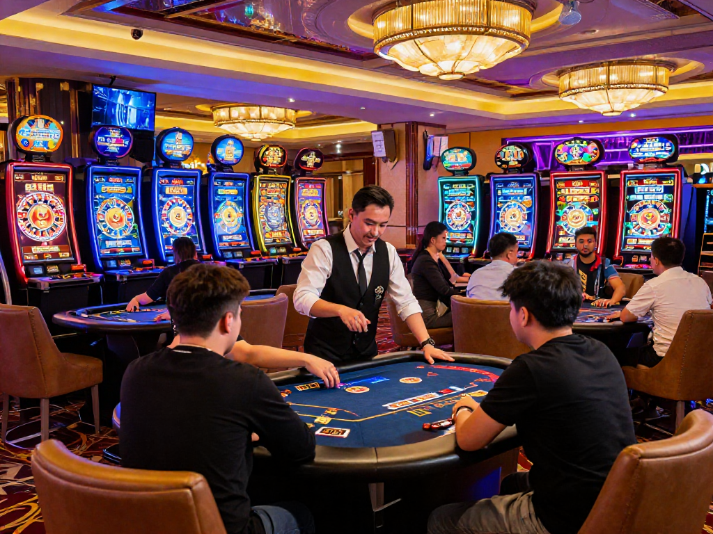 Jin88 mang đến trải nghiệm cá cược sôi động với không gian casino sang trọng và vui vẻ.