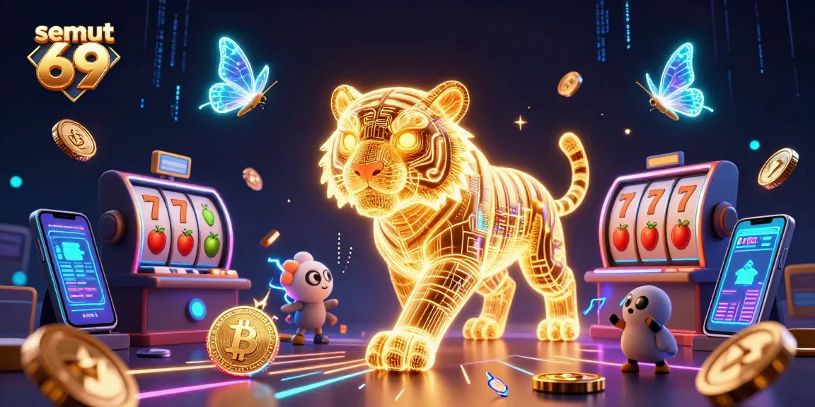 Rasakan sensasi bermain di semut 69 dengan harimau emas neon dan simbol kasino yang memukau.