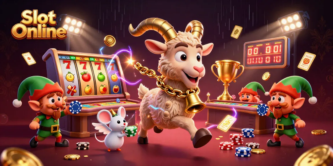 Spin and win with Slot Online showcasing a festive casino scene filled with exciting characters and elements.