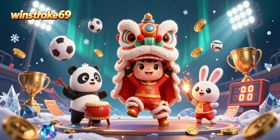 Experience the excitement of winstrike69 with our vibrant 3D casino scene full of lively characters and gambling elements.