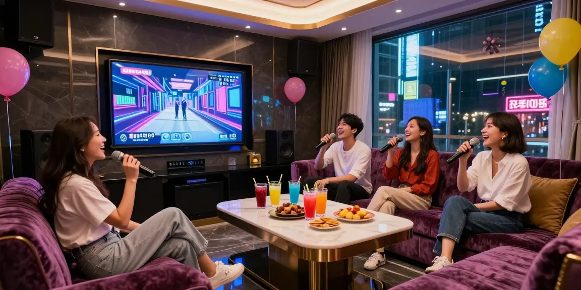 gangnammicroom.com에서 강남 고급 가라오케룸의 편안한 분위기와 고급 음료를 즐기는 모습