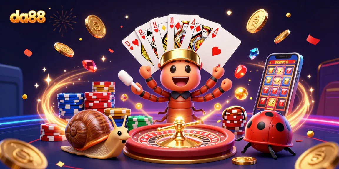 Experience the excitement of da88 with a vibrant casino scene featuring colorful characters and dynamic game elements.