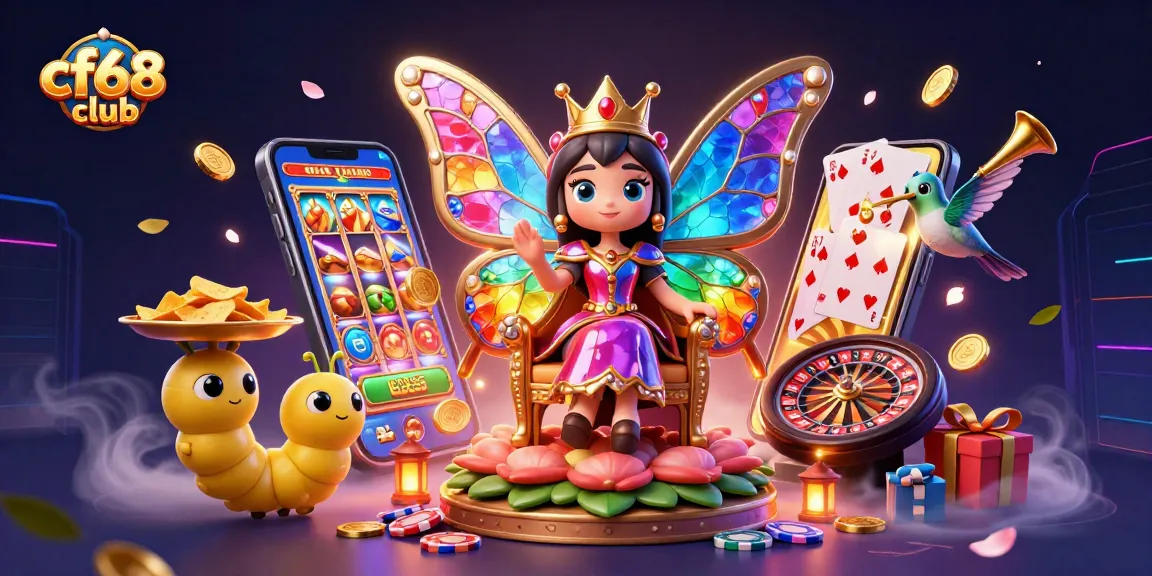 Engage with the vibrant cf68 club scene featuring a butterfly queen and dynamic gaming elements like slots and roulette.