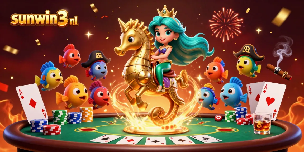 Engage with exciting games at sunwin3 nl featuring a vibrant 3D casino scene with mermaid elements.
