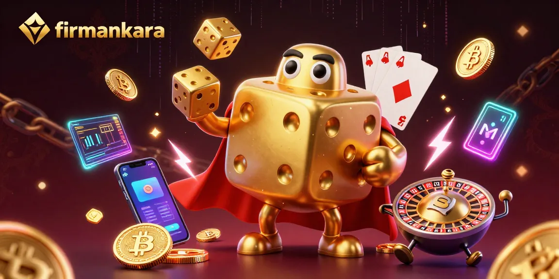 Engage with firmankara's dynamic gaming scene featuring golden dice and blockchain elements.